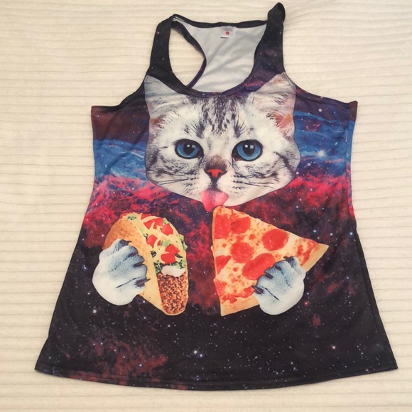 Taco Cat Multicolored Racerback Tank Women’s Size XL - Picture 5 of 6